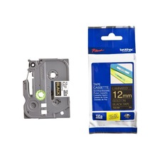 Brother originální páska do tiskárny štítků, Brother, TZE-334, zlatý tisk/černý podklad, l