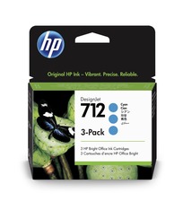 HP originální ink 3ED77A, HP 712, cyan, 29ml, HP 3-pack DesignJet Studio,T210,T230,T250,T6