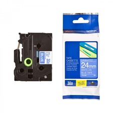 Brother originální páska do tiskárny štítků, Brother, TZE-555, bílý tisk/modrý podklad, la