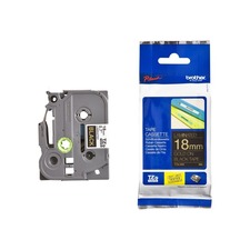 Brother originální páska do tiskárny štítků, Brother, TZE-344, zlatý tisk/černý podklad, l