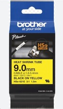Brother originální páska do tiskárny štítků, Brother, HSE-621E, černý tisk/žlutý podklad,