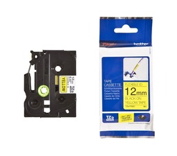 Brother originální páska do tiskárny štítků, Brother, TZE-FX631, černý tisk/žlutý podklad,