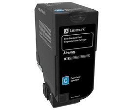 Lexmark originální toner 74C2SCE, cyan, 7000str., - poškození obalu C (viz. popis)