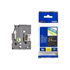 Brother originální páska do tiskárny štítků, Brother, TZE-354, zlatý tisk/černý podklad, l