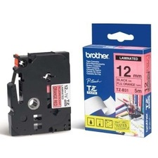 Brother, TZ-B31, 12mm, čierna tlač/signálny oranžový podklad, O