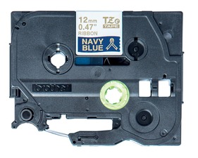 Brother originální páska do tiskárny štítků, Brother, TZE-RN34, zlatý tisk/modrý podklad,