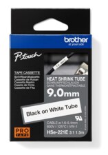 Brother originální páska do tiskárny štítků, Brother, HSE-221E, černý tisk/bílý podklad, 1