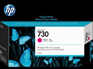 HP originální ink P2V63A, HP 730, magenta, 130ml, HP